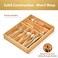 Umilife Bamboo Kitchen Drawer Organizer 13 Inch Silverware Utensil Tray Holder Extra Deep Grooved Drawer Divider 7 Slots Total Bamboo Wood Caddy for Flatware Cutlery Knives Forks Spoons