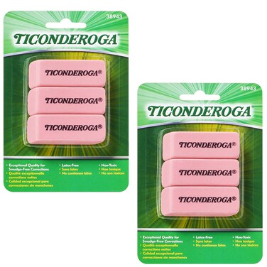 TICONDEROGA Pink Carnation Erasers Wedge Medium Pink 2516 x 1316 x 717 Inches