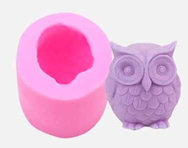 3D Candle Silicone Mold Owl Mold Used for Making CandleCake Chocolate Hard Candy in Kitchen Accessories Pink 5x5x55cm 1702 Candle Making Supplies Soap Molds Candle Molds for Candle Making