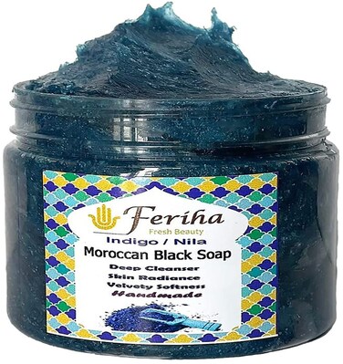 FERIHA Moroccan Black Soap Indigo Sahara Nila 100 Natural Artisan Beldi Soap