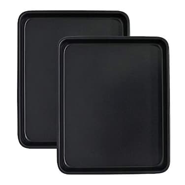 Toaster Oven Pans Set of 2 Shinsin 11Inch Nonstick Baking Sheet Pans and Trays 18 Thicker Replacement Small Baking Tray Accessories for Cookie Non Toxic and Easy Clean and Diswasher SafeBlack