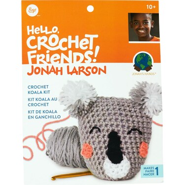 Boye 3629012001 Jonahs Hands Stuffed Koala Crochet Kit for Beginners 7 pcs Multicolor