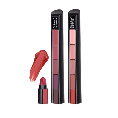 Grospe 5 in 1 Matte LipstickMulticolor Combination Lipsticks Velvety High Pigment Lip Makeup Nonmarking Lip Gloss Moisturizing Long Lasting Lips Cosmetics Makeup2Pcs