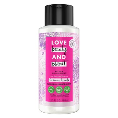 Love Beauty and Planet Shampoo Milk Moisture and Bounce for Waves and Curls Rice Oil and Angelica Essence 100 percent Biodegradable Shampoo 135 oz