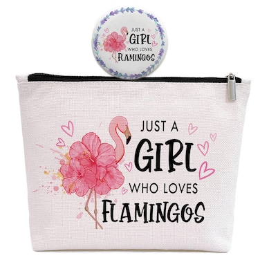GevGuxLuo Flamingo Gifts for Flamingos Lovers Flamingo Makeup Bag for Women with Mirror Flamingos Birthday Gifts for Daughter Sister Bestie Cute Flamingo Themed Gifts Animal Lovers Gifts for Women
