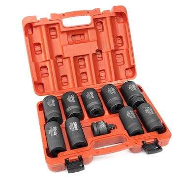 NEIKO 02531A 10 Piece 12 Point Socket Set 12 Drive Lug Nut Remover Spindle Nut Socket Axle Nut Socket Set Metric 2939mm Socket 12 Drive Impact Set CrMo Impact Adapter 34 12 Reducer