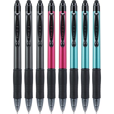 PILOT G2 Pen Stylus Fine Point GreyRedTurquoise Barrels Black Ink 8 Count Box 17210