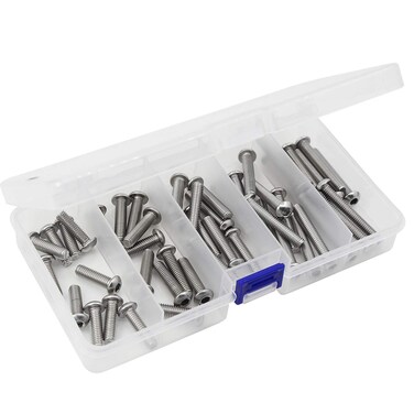 50 PCS Flanged Button Head Socket Cap Screws M6 x 8mm 12mm 16mm 20mm 25mm 304 Stainless Steel 188 Allen Socket Drive Machine Thread Bright Finish