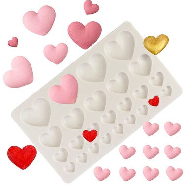 25 Cavities Heart Shape Silicone Fondant Mold Heart Shape Chocolate Mold Baking Silicone Mold Cake Decorating Sugar Craft Polymer Clay