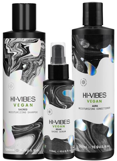 MOEHAIR HiVibes Vegan Shampoo Conditioner and Serum  Argan Oil Shampoo and Conditioner Set with Anti Frizz Hair Serum  Infused With Avocado Sunflower and Coconut Oil  Sulfate and Paraben Free
