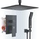 SR SUN RISE 12 Inch Ceiling Mount Matte Black Shower System Bathroom Luxury Rain Mixer Shower Combo Set Ceiling Rainfall Shower Head System Faucet Trim Repair Kits Roughin Valve and Trim Included