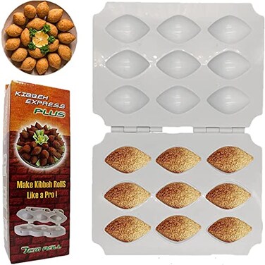 Kibbeh Rolls Maker Meatball Mold Kibbeh Maker Processor Mold DIY Plastic Manual Meatloaf Maker Press Tool Homemade Kitchen Cooking Tools for Making Fried Kibbeh 9 Grids