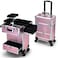 Rolling Makeup Case with Drawer Cosmetology Case on Wheels Makeup Trolley Sliding Drawer Makeup Travel Case for Esthetician Mobile Stylist Manicurist Barber Case Traveling Cart Trunk Glitter Pink