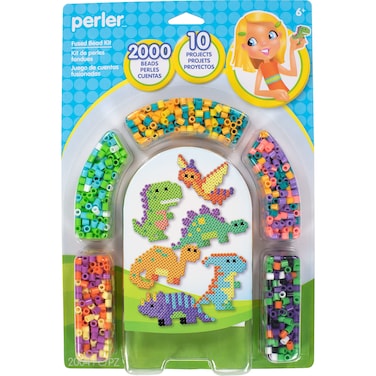 Perler Colorful Dinosaur Fuse Bead Craft Kit for Kids Multicolor Small 2000 Piece