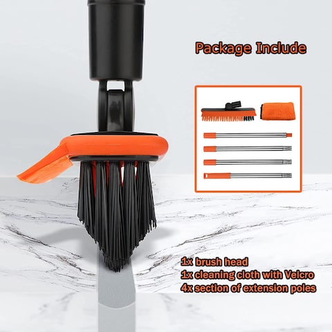 2 in 1 Floor Scrub Brush Grout Brush with 578 Long Handle120Rotatable Shower Tile Grout ScrubberVShaped Corner Brush for Hard to Reach Areas Orange