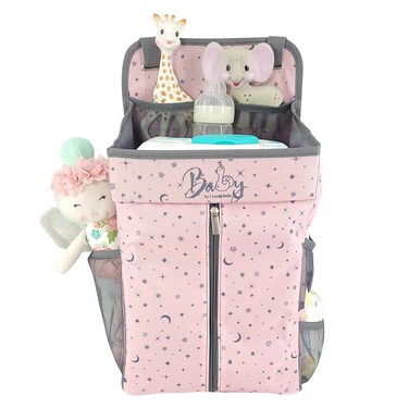 Llama Bella Hanging Diaper Caddy  Baby Diaper Organizer for Changing Table  Diaper Stacker for Crib Playard or Wall  Newborn Diaper Holder Pink