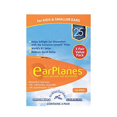 Original Childrens EarPlanes by Cirrus Healthcare Ear Plugs Airplane Travel Ear Protection 3 Pair BONUS VALUE PACK
