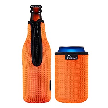 Beer Bottle Sleeve Insulators 12oz 330ml Standard Beer Bottle Cooler Covers Zipup Bottle Jacket 12OZ Standard Can Sleeves Coolie Neoprene Insulator Orange