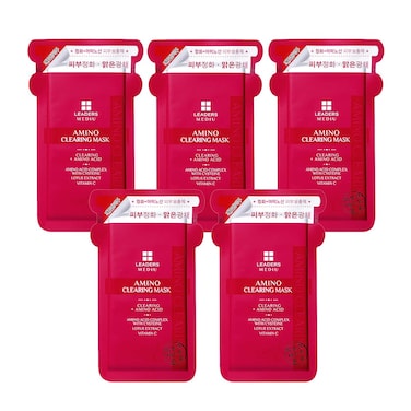 Leaders Mediu Amino Brightening  Clearing Facial Sheet Mask  Vitamin C Lotus Extract for Acne Scars Hyperpigmentation Dark Spots Even Skin Tone 5 Sheets