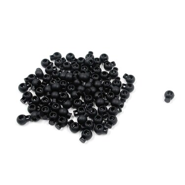 Geesatis 100 pcs Black Cord Locks Single Hole String Toggle Stop Lock for Draw String Bags Clothing Use No Slip