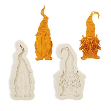 Gnome Shape Fondant Molds Silicone Cartoon Man Chocolate Mold with Hole for Keychain Pendant Earrings Candy Cake Cookie JewelryClay Decorations in Christmas Halloween Easter ZH52