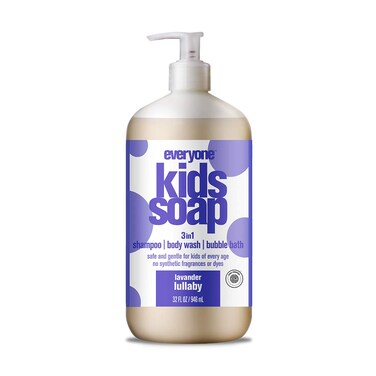 Everyone 3in1 Kids Soap Body Wash Bubble Bath Shampoo 32 Ounce Pack of 1 Lavender Lullaby Coconut Cleanser with Plant Extracts and Pure Essential Oils