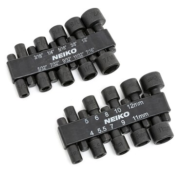 NEIKO 10068A Nut Driver Set For Impact Drill and Driver 20 Piece 14 Hex Small Nut Driver Bit Set Metric and Standard 412 mm  53212 CRV Steel Nutsetter Driver Bits
