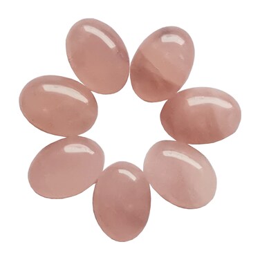 Bacatgem 7 Pcs Rose Quartz Oval Cabochons Flatback Crystal Stone Gemstones Beads for Jewelry Making DIY18x13mm