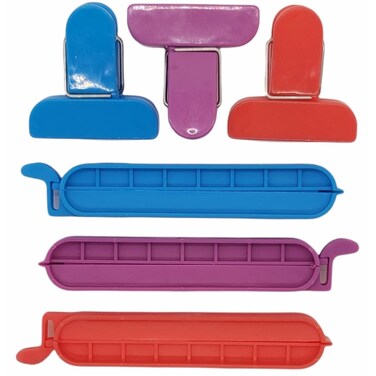 Handy Housewares 6 Piece MultiPurpose Bag Clips Set Includes 3 Mini 15 Wide Chip Clips and 3 BreadSnack 4 Wide Bag Sealing Clips 1 Set