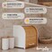 HOMEFULLY Bamboo Double Layer Bread Box for Kitchen Countertop Roll Top Bread Box Wood Extra Large Bread Box for Kitchen Storage Modern Bread Bin Wooden White