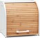 HOMEFULLY Bamboo Double Layer Bread Box for Kitchen Countertop Roll Top Bread Box Wood Extra Large Bread Box for Kitchen Storage Modern Bread Bin Wooden White