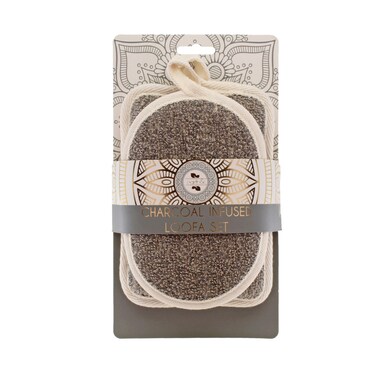 Earth  I Charcoal Infused Loofah Set Exfoliating Sponge for Deep Cleaning the Skin 2Pack