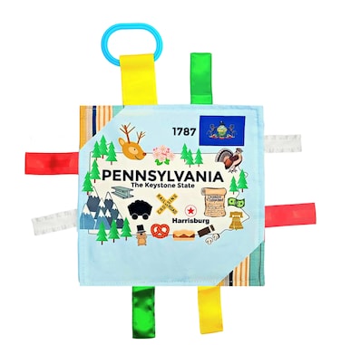 Baby Jack  Co 8x8 Learning Lovey Tag Toys for Babies  Baby Crinkle Toys  Crinkle Toys for Baby  Soft  Safe  Learn USA State Facts  Ideal Baby Toy BPA Free wStroller Clip Pennsylvania_8x8