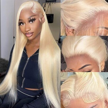 Alididi 613 Blonde Lace Front Wigs Human Hair 13x4 180 Density Straight Lace Frontal Wig Human Hair Pre Plucked With Baby Hair HD Lace Front Wigs Human Hair For Women 32 Inch 13x4 Straight Wig