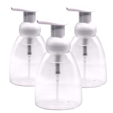 Clear Plastic Foaming Bathroom Countertop Soap Dispensers Foaming Pump Bottles Refillable Plastic Container for Liquid Soap Compatible with Dr Bronners Pure Castile Soap 250ml 85 oz  3 Pack