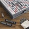 WS Game Company Scrabble Deluxe Designer Edition with Rotating Wooden Game Cabinet