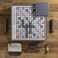 WS Game Company Scrabble Deluxe Designer Edition with Rotating Wooden Game Cabinet
