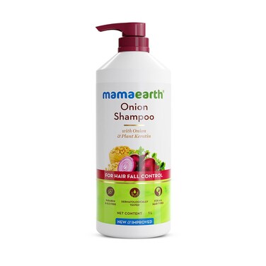 MAMAEARTH Onion Shampoo for Hair Growth  Loss Control  Moisturizing Gentle Scalp Cleanser with Plant Keratin  Sulfate  Paraben Free  3381 Fl Oz 1L