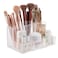 Yesesion Clear Makeup Organizer for Vanity Cosmetics Storage Box with 6 Compartments for Beauty Products Lipsticks Eyeliners Eyebrow Pencils in Vanity Dresser Bathroom Countertop Brush Holder