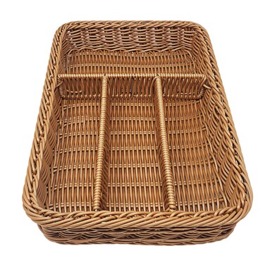 KOVOT PolyWicker Divided Basket Tray For Storage Food or Cutlery Drawer Insert Compartment Organizer Woven Polypropylene  14L x 10D x 2H
