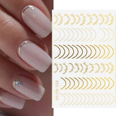 3D Lines Nail Stickers Rose Gold Metal Nail Art Decals 8 Sheets Stripe Lines Letters French Tips SelfAdhesive Nail Decals Curve Nail Art Sliders Nail Supplies for Women Manicure DIY Decorations