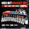 KORR Tools KSS005 32pc Master Hex Bit Socket Set  SAE and Metric Set  14Inch 38Inch  12Inch drive