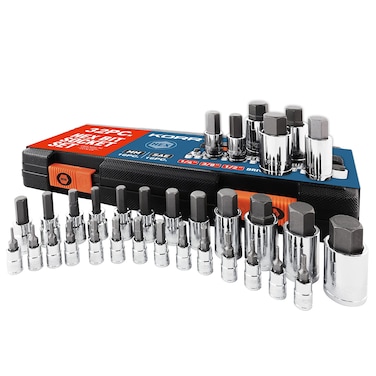 KORR Tools KSS005 32pc Master Hex Bit Socket Set  SAE and Metric Set  14Inch 38Inch  12Inch drive