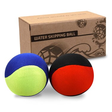 Guard Glasses Water Skipping Ball Summer Beach Ball 2Pack Water Bouncing Balls Grip Ball for Beach Swimming Pool River Lake Red