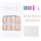 24 Pcs Press on Nails Short Luvehandicraft Glossy Fake Nails Coffin False Nails with Glue for Women and Girls Pink White Swirl 28 Piece Set
