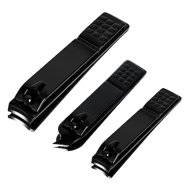 Nail Clippers Set Sharp Stainless Steel Fingernail and Toenail Clippers Nail Clippers for Thick Nails or Ingrown Nails Perfect 3 PCS Black Nail Cutter for Men and Women