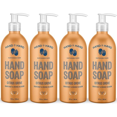 Hand in Hand Nourishing Liquid Hand Soap 10 Fl Oz Grapefruit  Orange Blossom Citrus Grove Scent 4 Pack