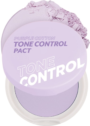 IM MEME Compact  Purple Cotton Tone Control Pact  Korean Pressed Powder With Purple Berry Complex Mineral Translucent for Blurring Effect Setting Powder for Makeup 033 Oz