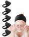 EUICAE Spa Headband 5Pack Black Sweat Head Towel Wraps  Nonslip Stretchable Washable for Makeup Face Wash Facial Treatment Sports