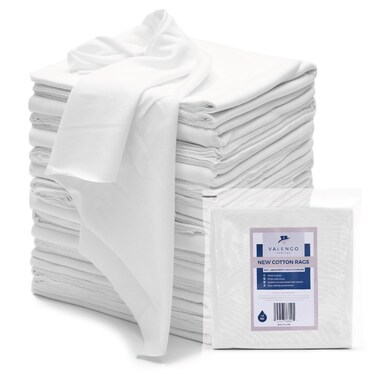 VALENGO New Lint Free Rags 100 Cotton Cloth Soft Tshirt Rags Lint Free Cloth for Staining Wood Cast Iron Rags for Cleaning Dusting Polishing Painting Art Bag of 28 Rags 17x17 Pack of 28